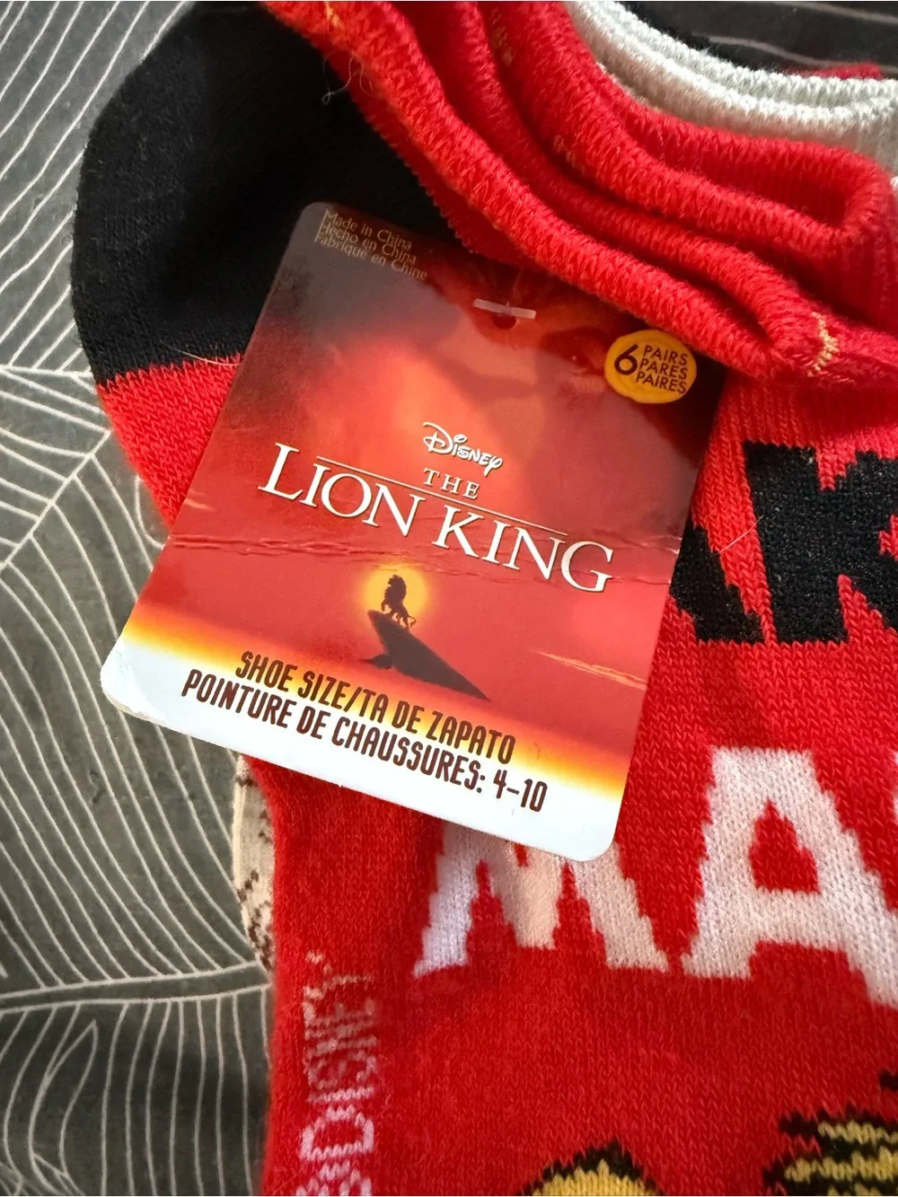 Disney The Lion King Low-Cut Sock Set - 6 pairs Size 4-10 NWT